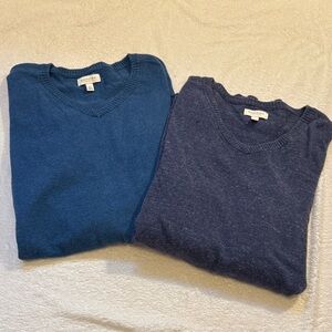 Sonoma Men's V-Neck Sweater Duo - Teal & Navy